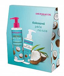 Dermacol Aroma Ritual Coconut hydratačný krém na ruky a nechty pre suchú pokožku 150 ml + ošetrujúce tekuté mydlo na ruky 250 ml darčeková sada
