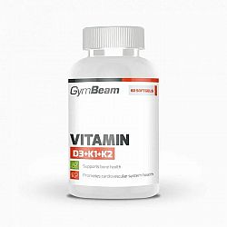 Gymbeam vitamin d3+k1+k2 bez prichute 60cps