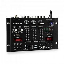 Auna Pro DJ-22BT, MKII, mixér, 3/2 kanálový-DJ-mixážny pult, BT, 2xUSB, montáž na rack, čierny
