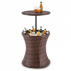 Blumfeldt Beerboy, záhradný stôl, chladič nápojov, Ø 50 cm, polyratan, dvojfarebný hnedý