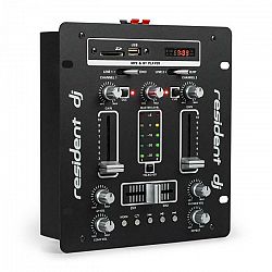 Resident DJ DJ-25 DJ-mixér mixážny pult, zosilňovač, bluetooth, USB, čierna/biela